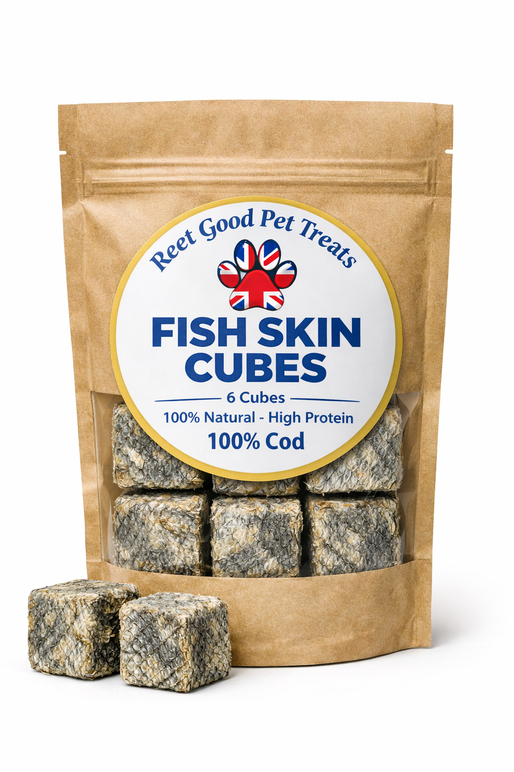 British fish skin cubes natural dog chew – Reet Good Pet Treats
