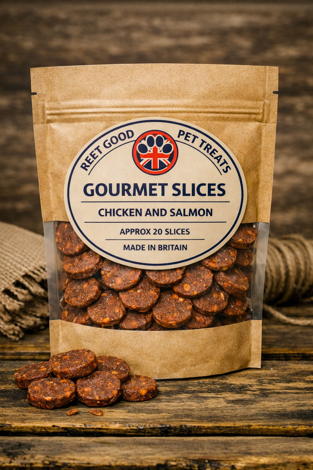 Gourmet Slices chicken and salmon 20 pack dog treats – Reet Good Pet Treats