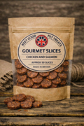Gourmet Slices chicken and salmon 50 pack dog treats – Reet Good Pet Treats