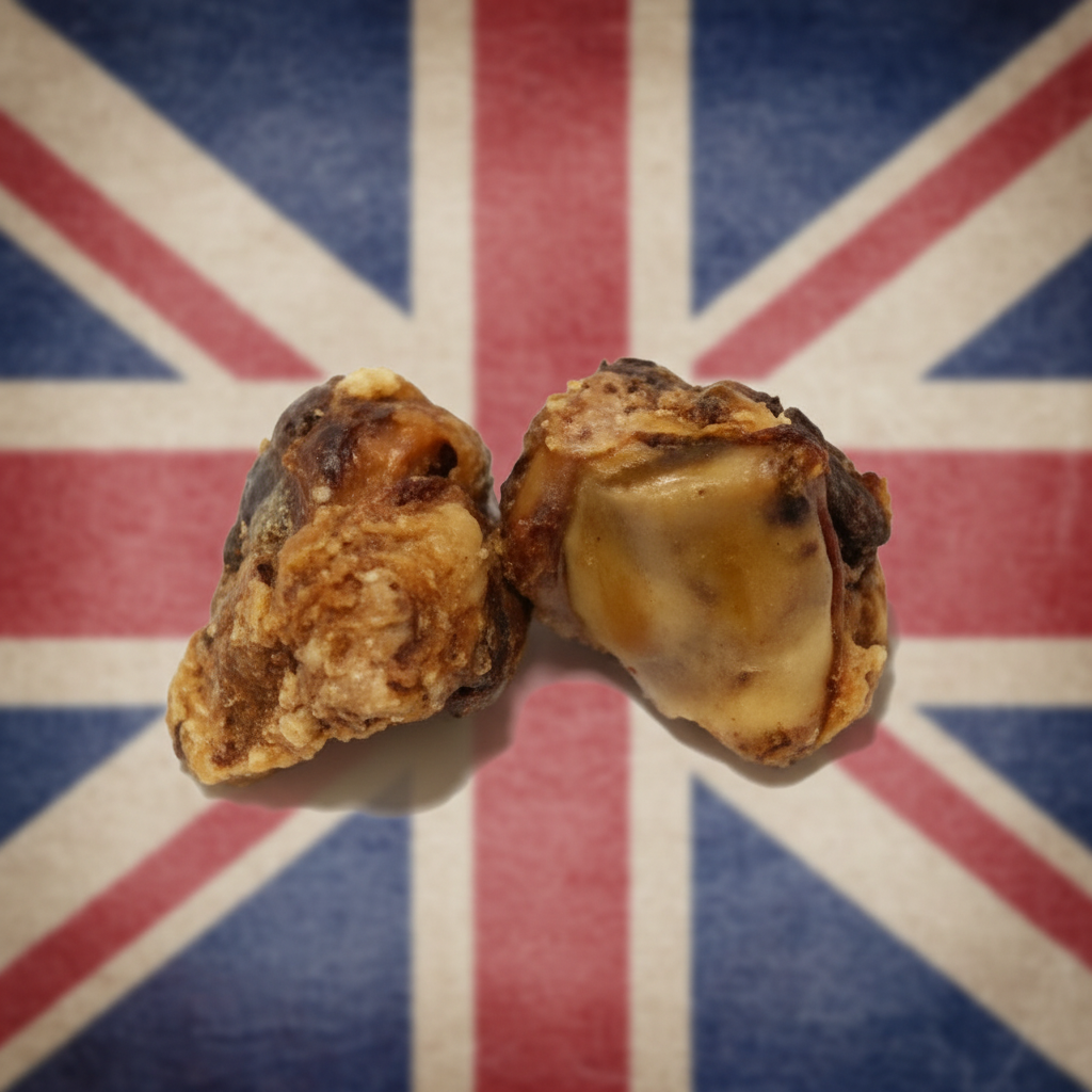 British beef gobstoppers on faded Union Jack background